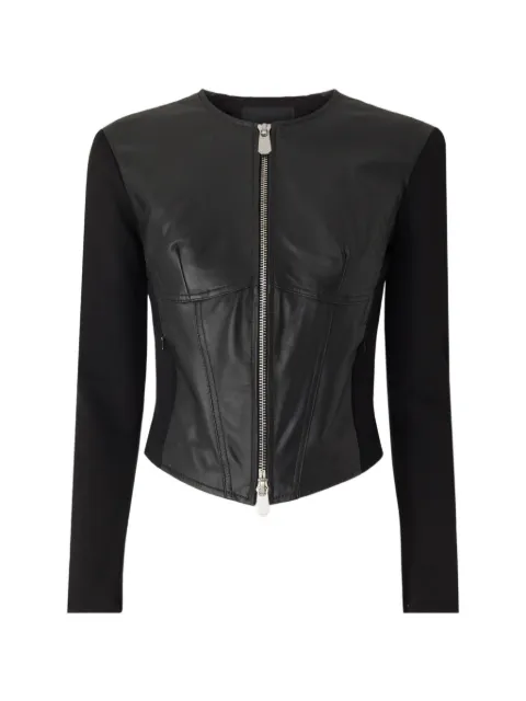 PINKO bustier zip-up leather jacket