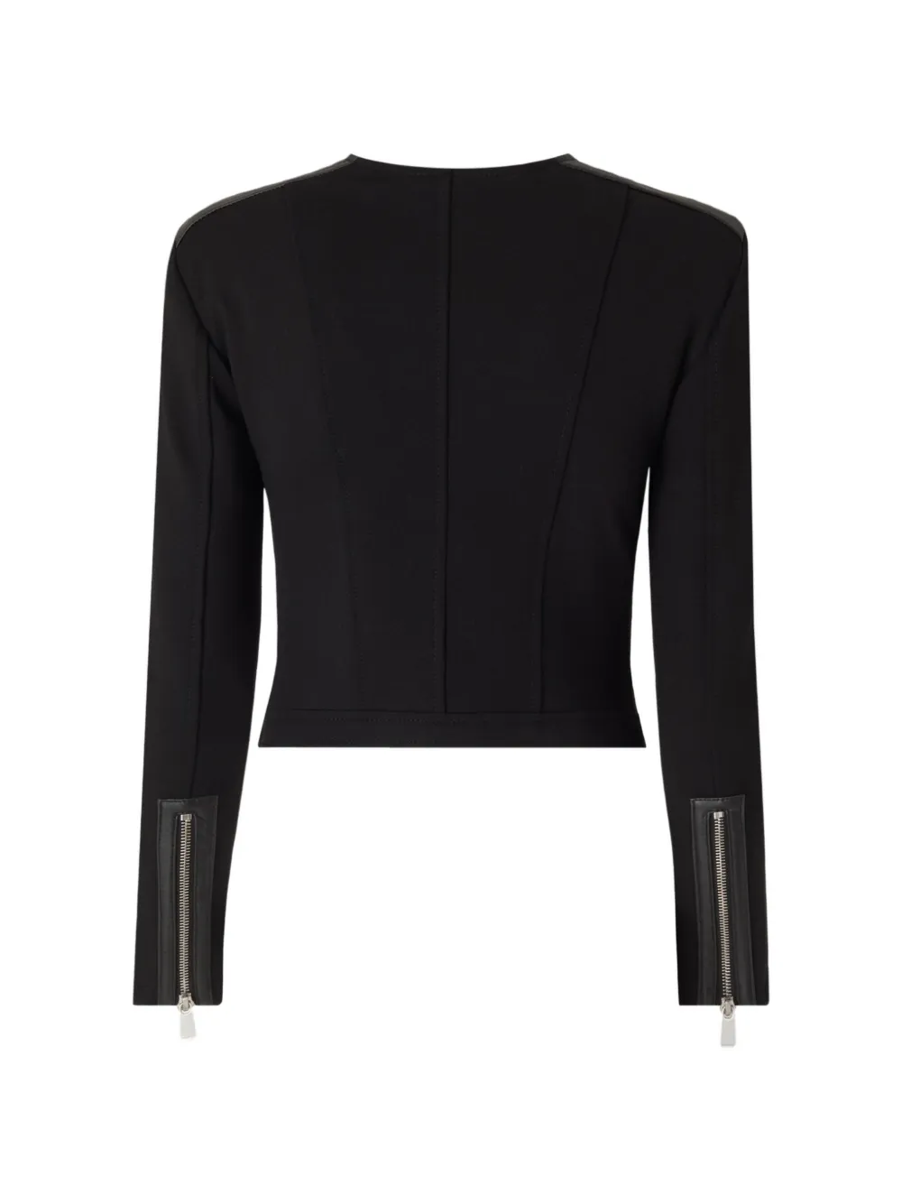  Pinko Bustier Zip-up Leather Jacket - Black 