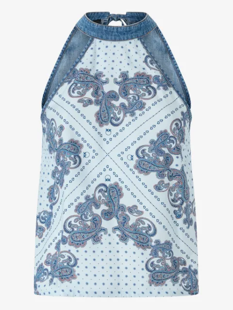 PINKO denim top with scarf print
