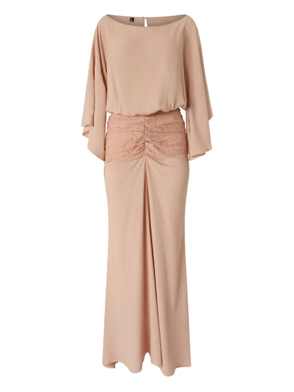 pinko ruched flared dress Pinko Long Dress With Draping And Lace