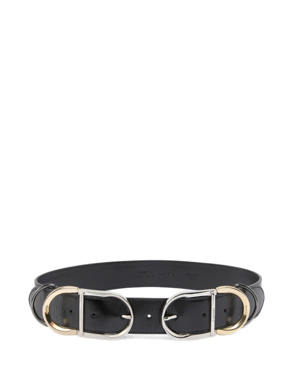 PINKO oval-buckle lambskin belt - Nero