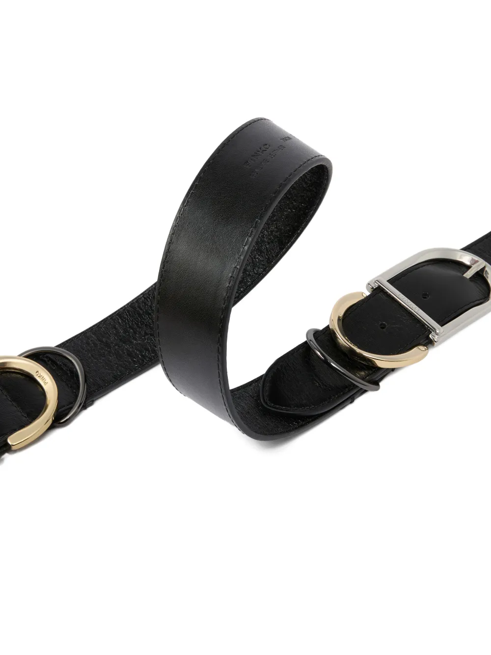 PINKO Glanzende leren riem met metalen lussen (4 cm) Zwart