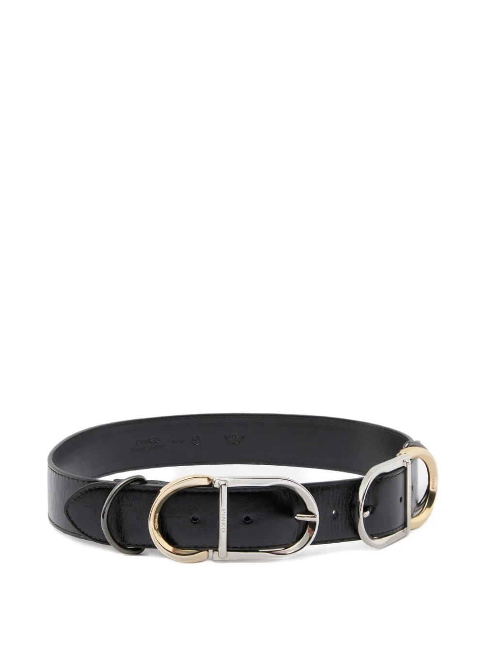 PINKO Glanzende leren riem met metalen lussen (4 cm) Zwart