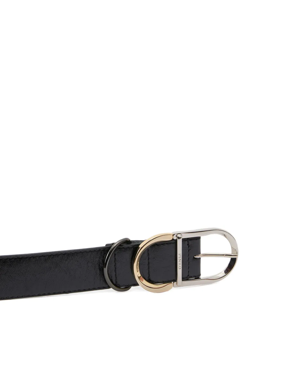 PINKO Glanzende leren riem met metalen lussen (4 cm) Zwart