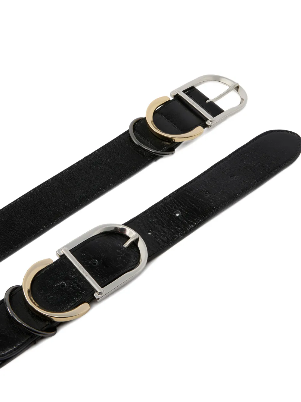 PINKO Glanzende leren riem met metalen lussen (4 cm) Zwart