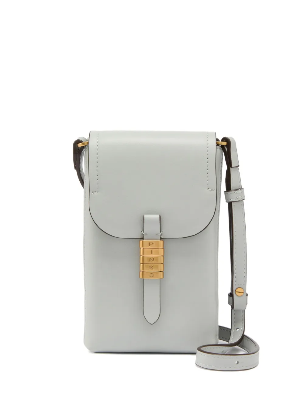 PINKO lettering leather shoulder bag - Grigio