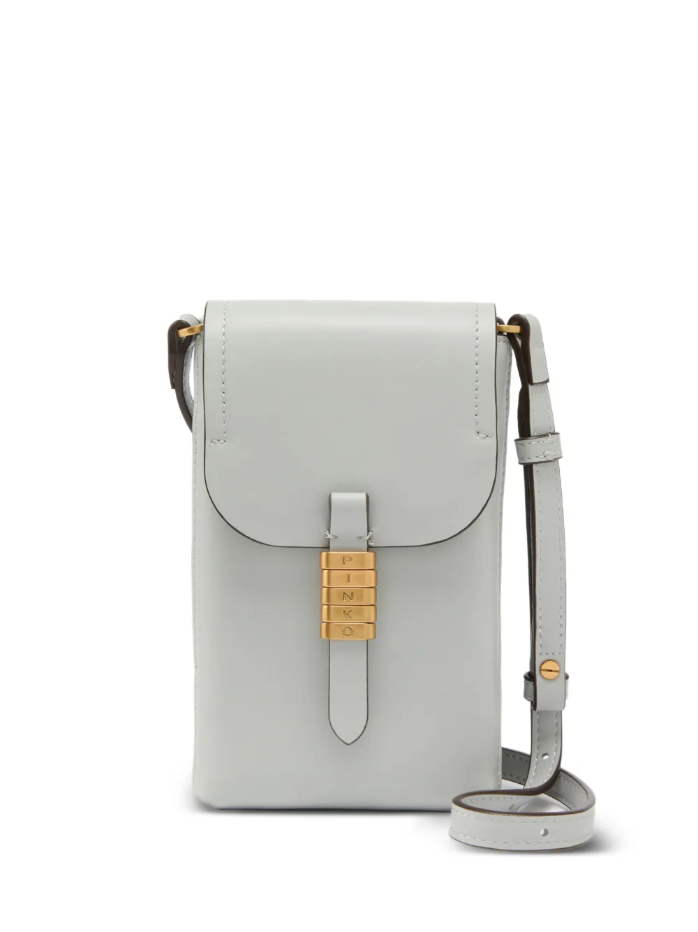 PINKO lettering leather shoulder bag - Grigio