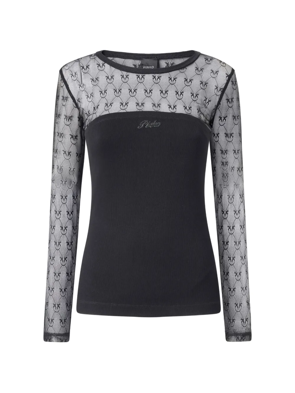 PINKO T-shirt met patroon en lange mouwen Zwart