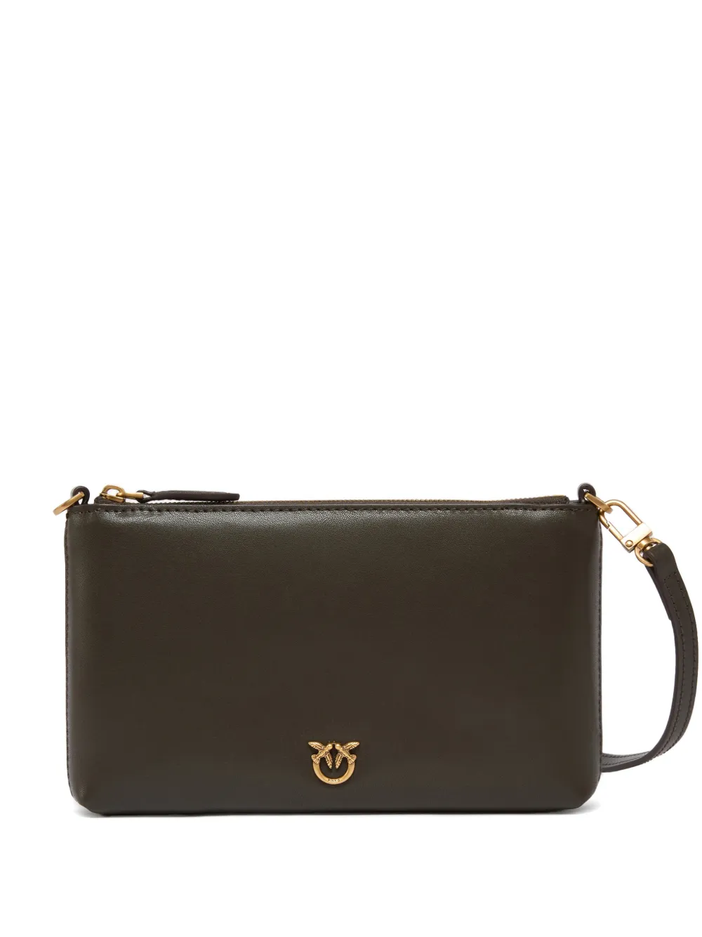 PINKO logo-appliqué zip clutch bag - Verde