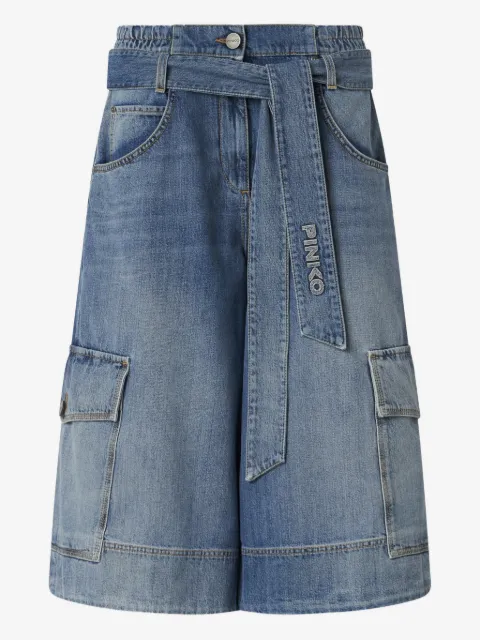 PINKO denim utility bermuda shorts with belt