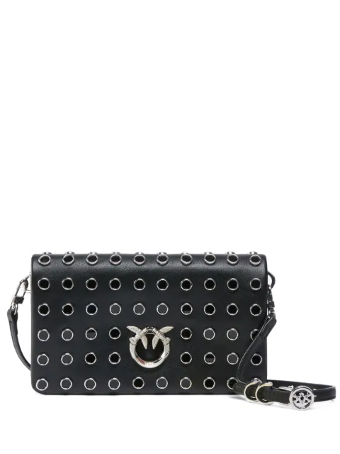 PINKO Love Bag Click Soft Horizontal Mini crossbody clutch in leather with studs