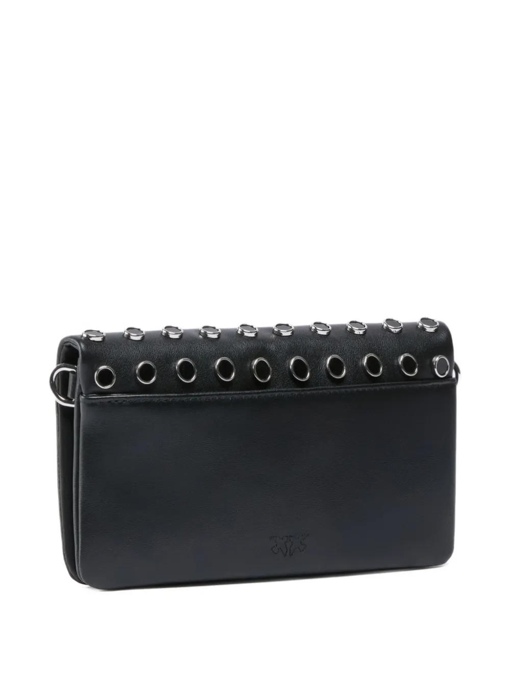 PINKO Love Bag Click Soft Horizontal Mini crossbodytas van leer met studs Zwart