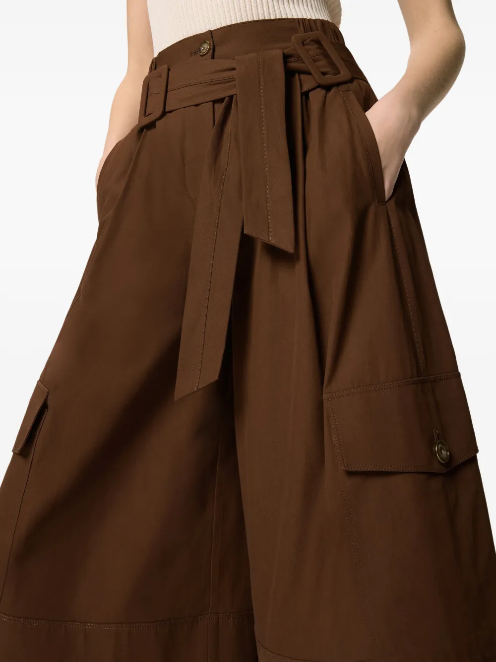 PINKO Katoenen shorts met gestrikte riem Bruin