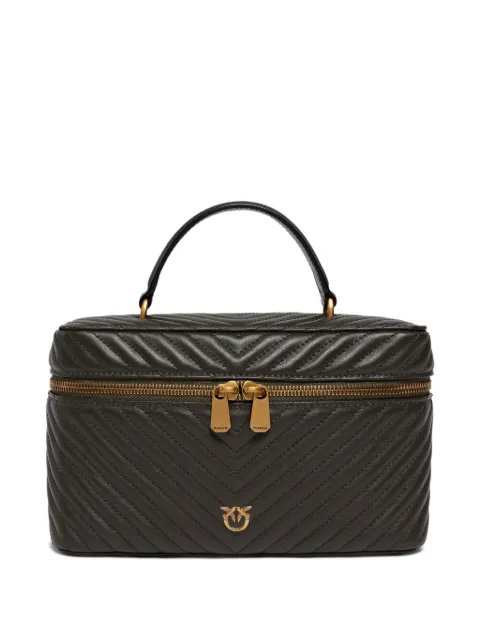 PINKO quilted zip leather makeup bag