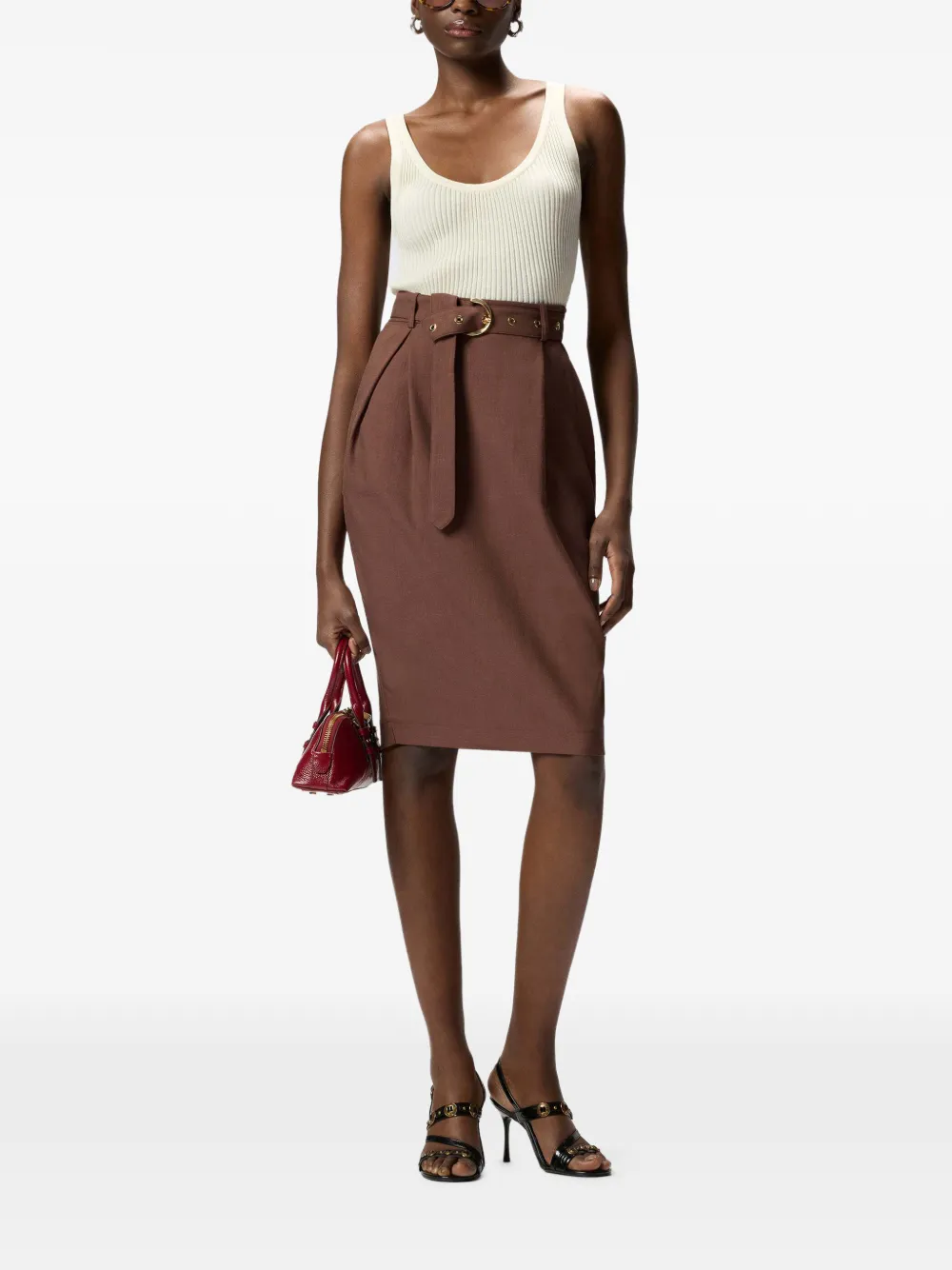 PINKO Rok met ceintuur Bruin