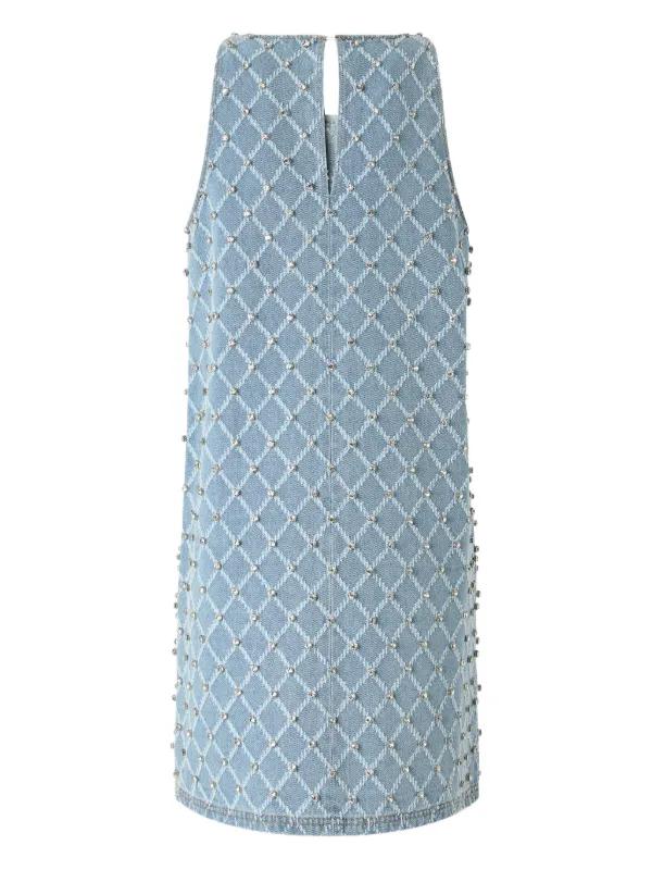 denim and diamond dresses Hailey Rhinestone Denim Mini Dress - Blue