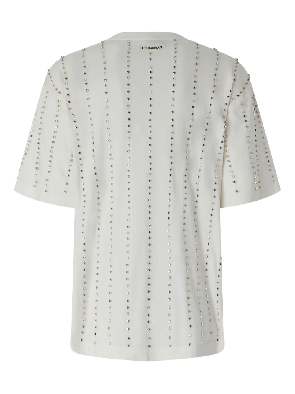 PINKO Verfraaid T-shirt met ronde hals Wit