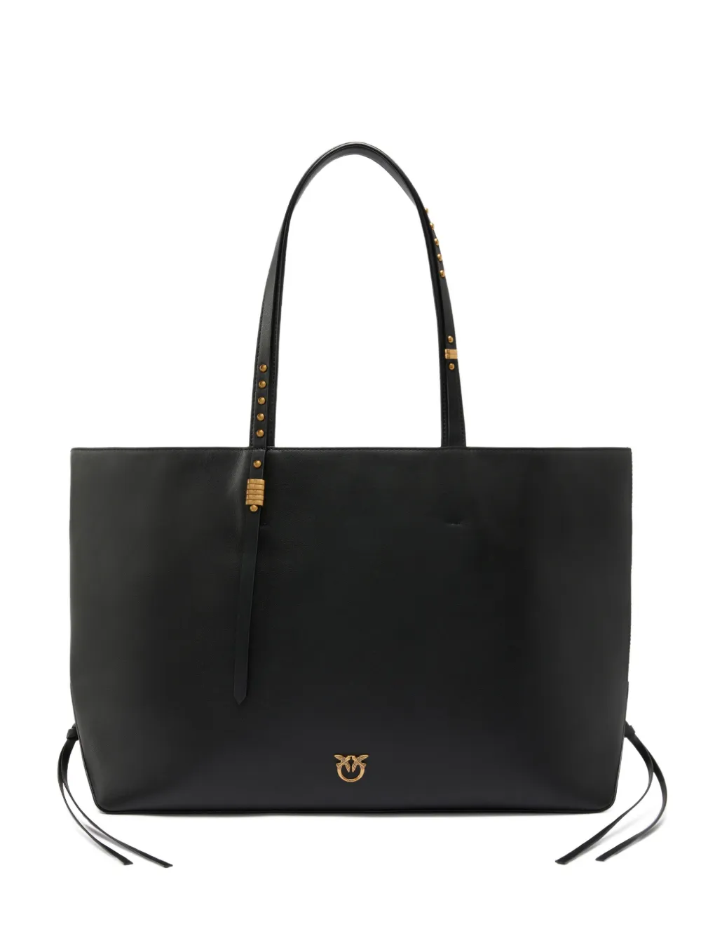 PINKO medium leather studded tote bag - Nero