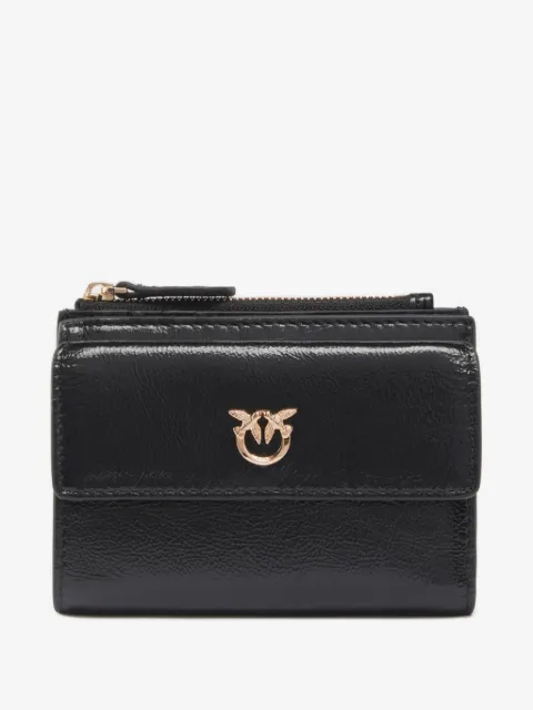 PINKO compact small wallet in shiny leather with logo
