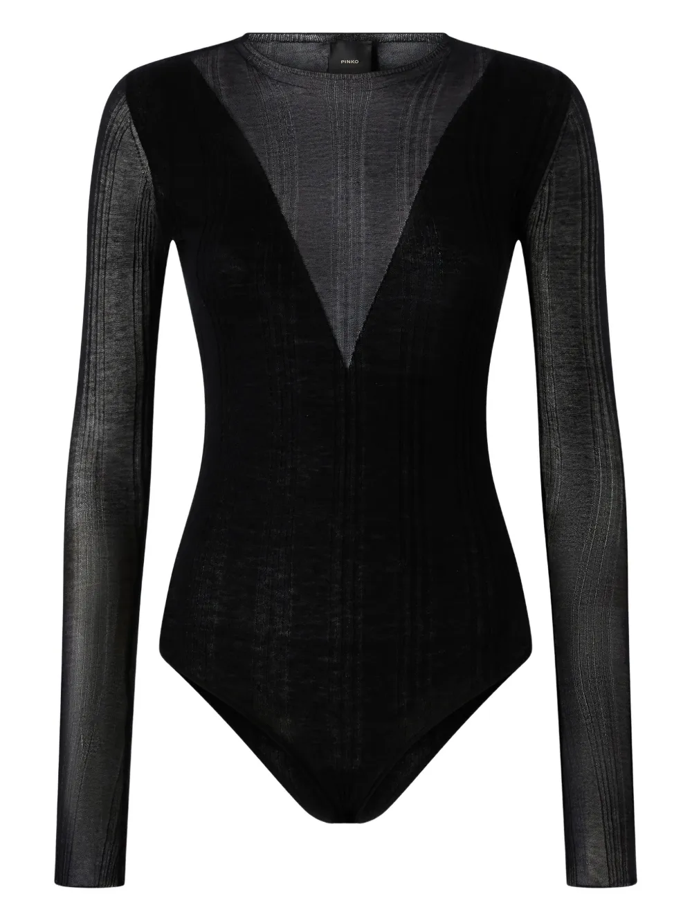 Pinko V-neck Long-sleeve Bodysuit In Black