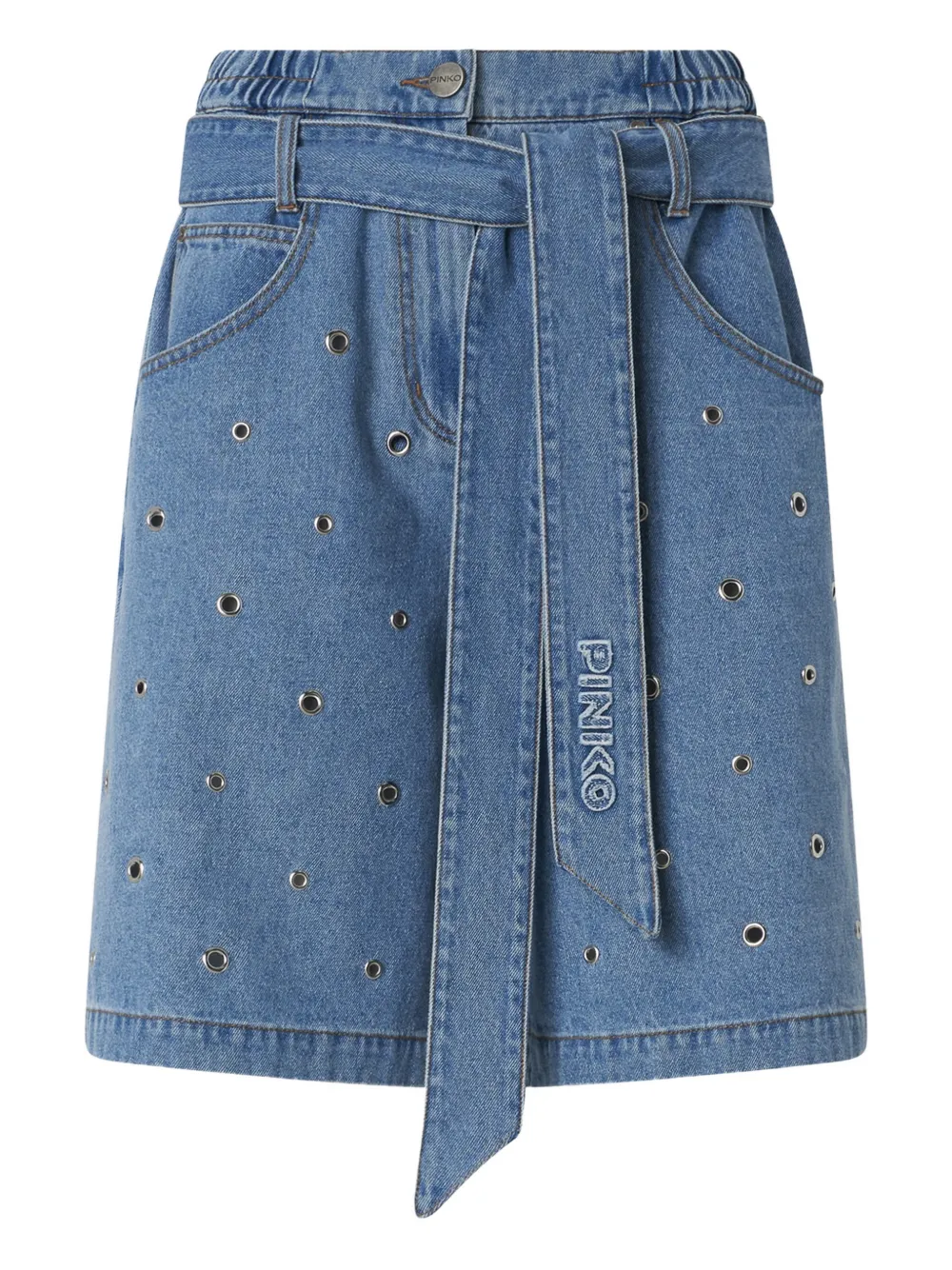 PINKO eyelet belted skirt - Blu