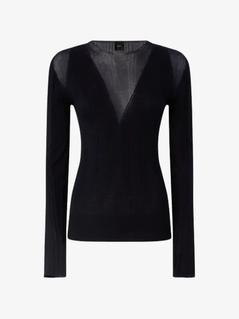PINKO lightweight ribbed sweater with sheer details