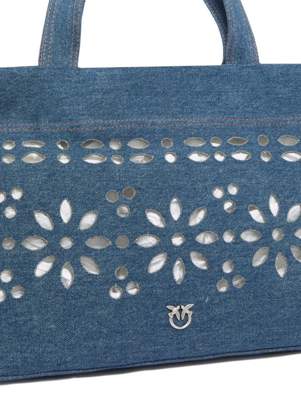 PINKO Shopper met bloemenprint Blauw