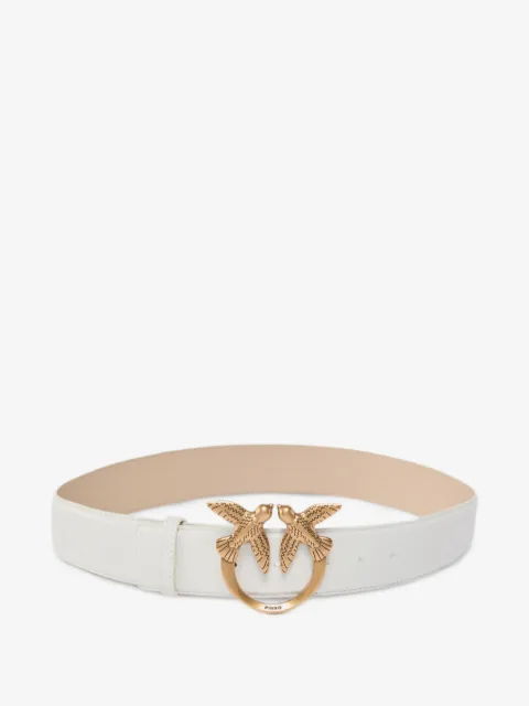 PINKO cinturón de piel con hebilla Love Birds, 4 cm