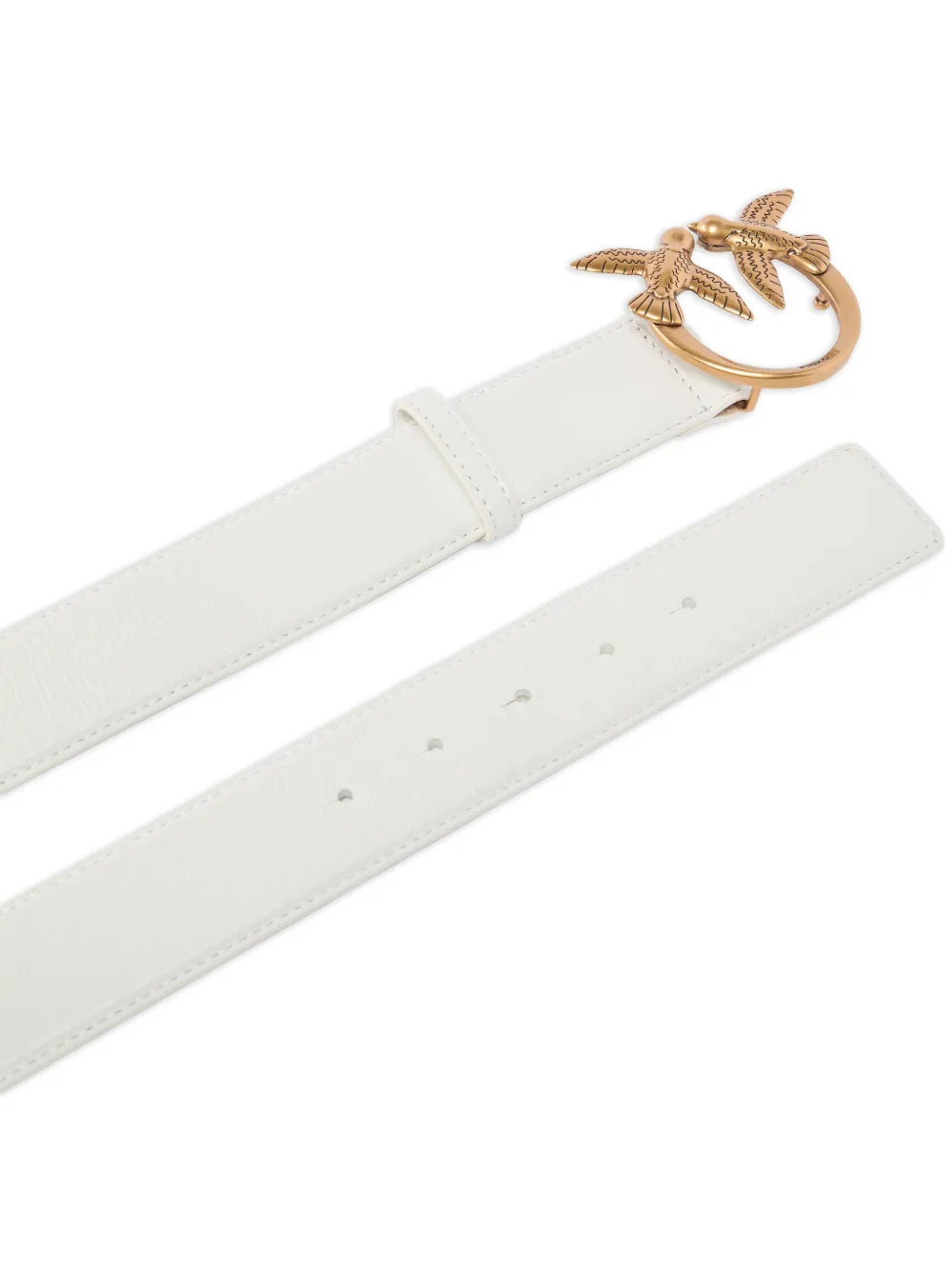 PINKO Leren riem met Love Birds gesp 4 cm Wit