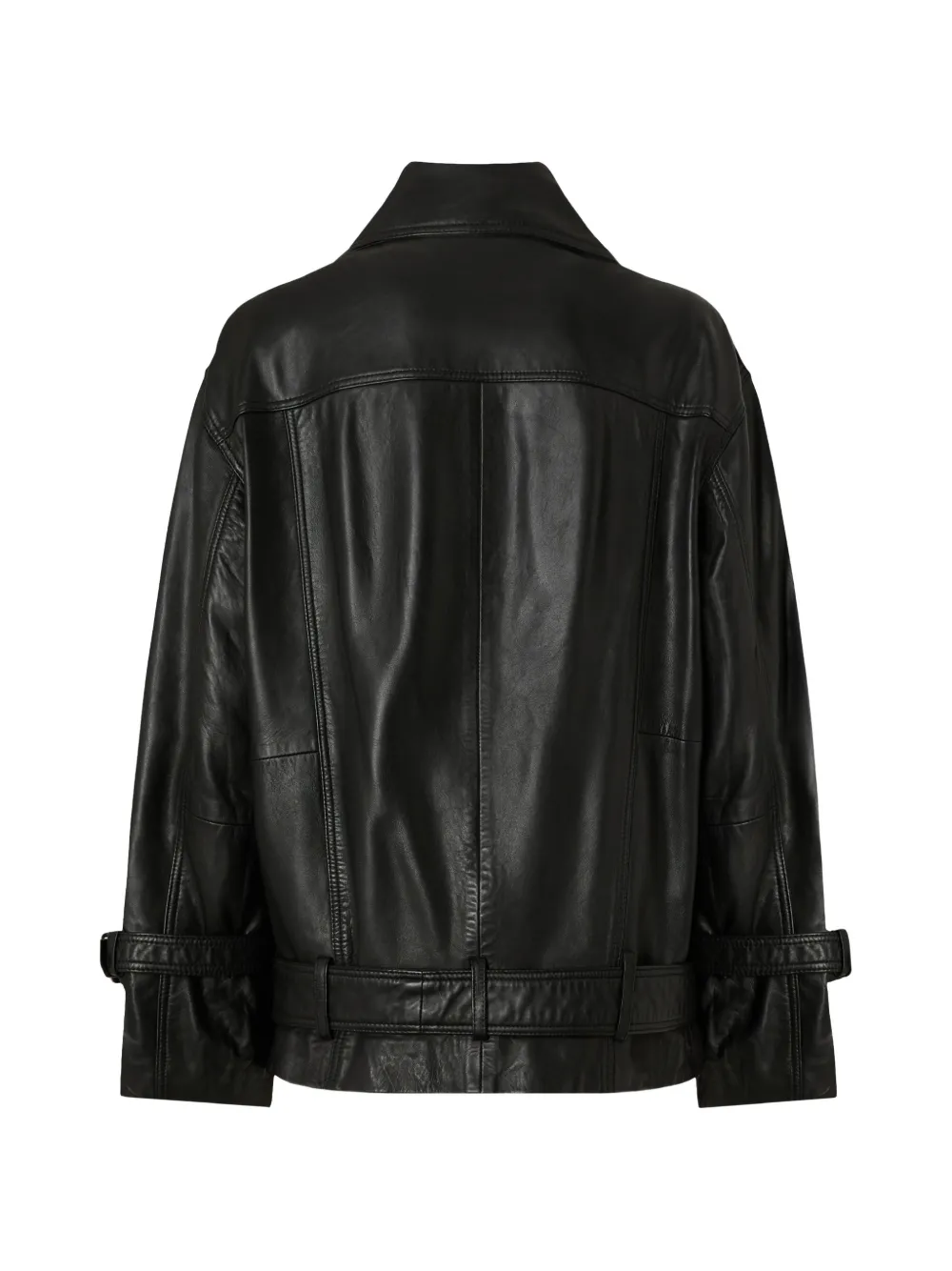 PINKO Leren jack met ceintuur en gesp Zwart