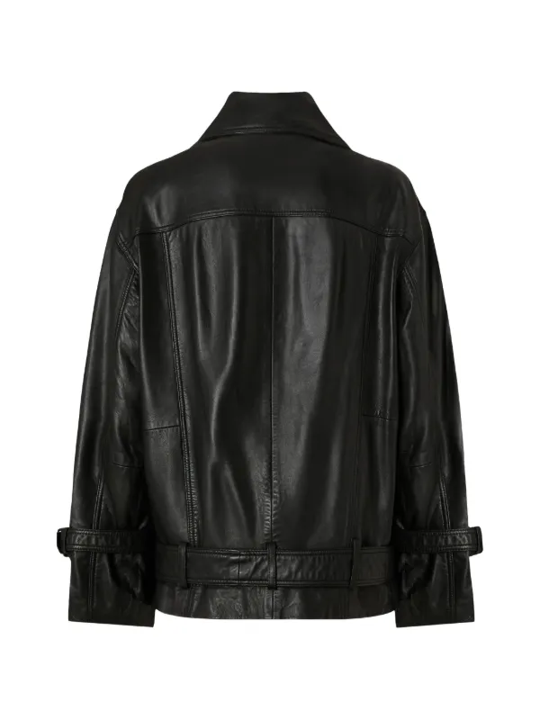 PINKO Jaqueta De Couro Com Fivela | Preto | FARFETCH BR