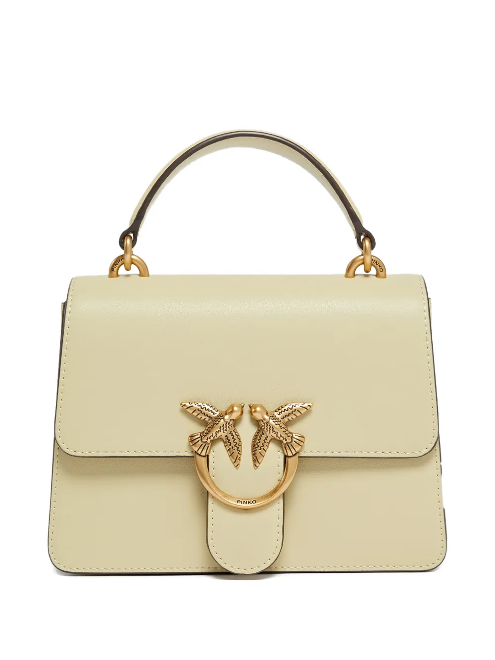 PINKO mini Love One birds-ring leather tote bag - Yellow
