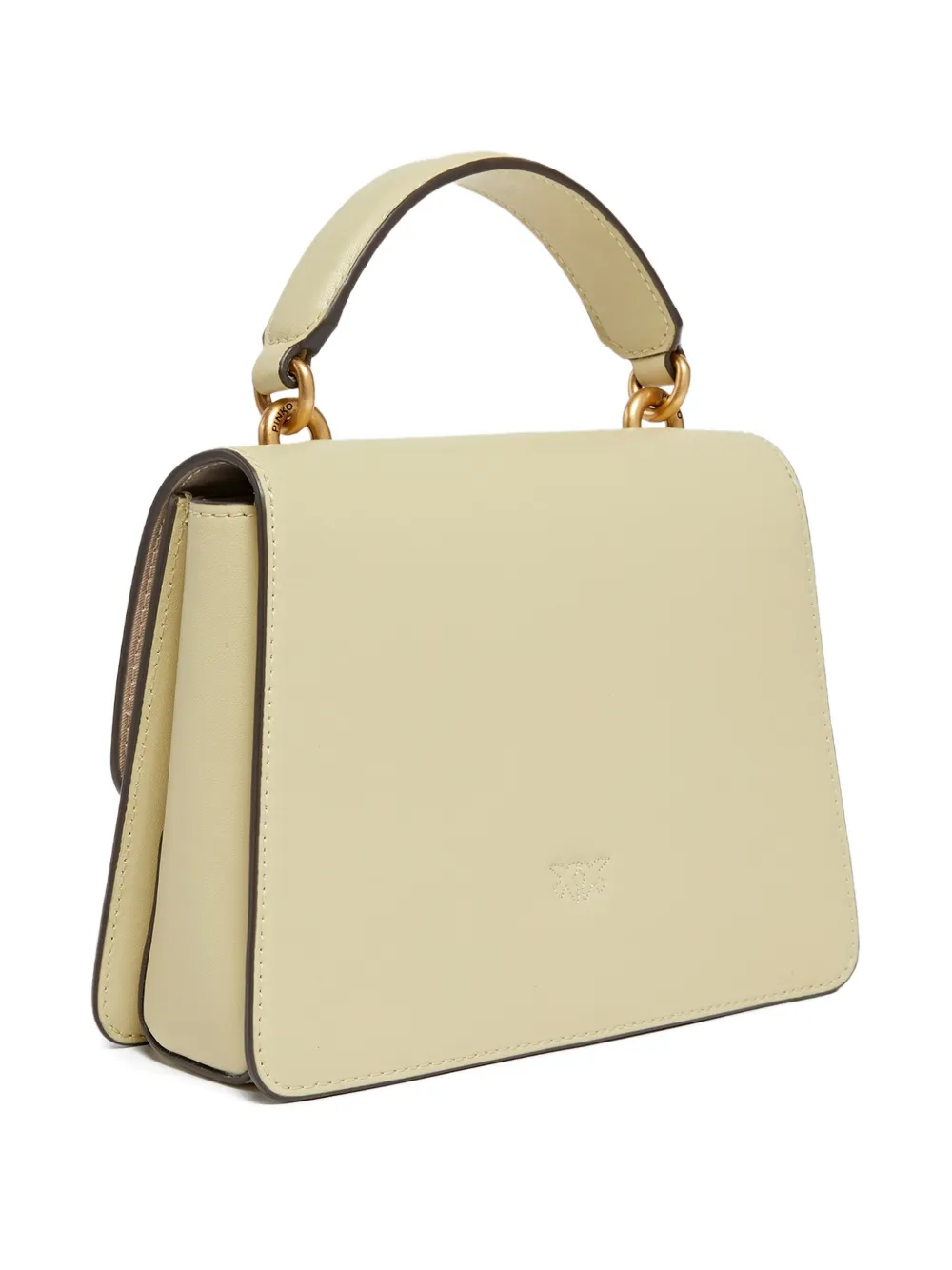 PINKO Grey Leather Love One Mini Shoulder Bag