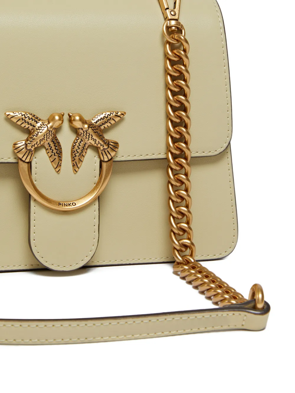 PINKO Love kleine leren tas Geel