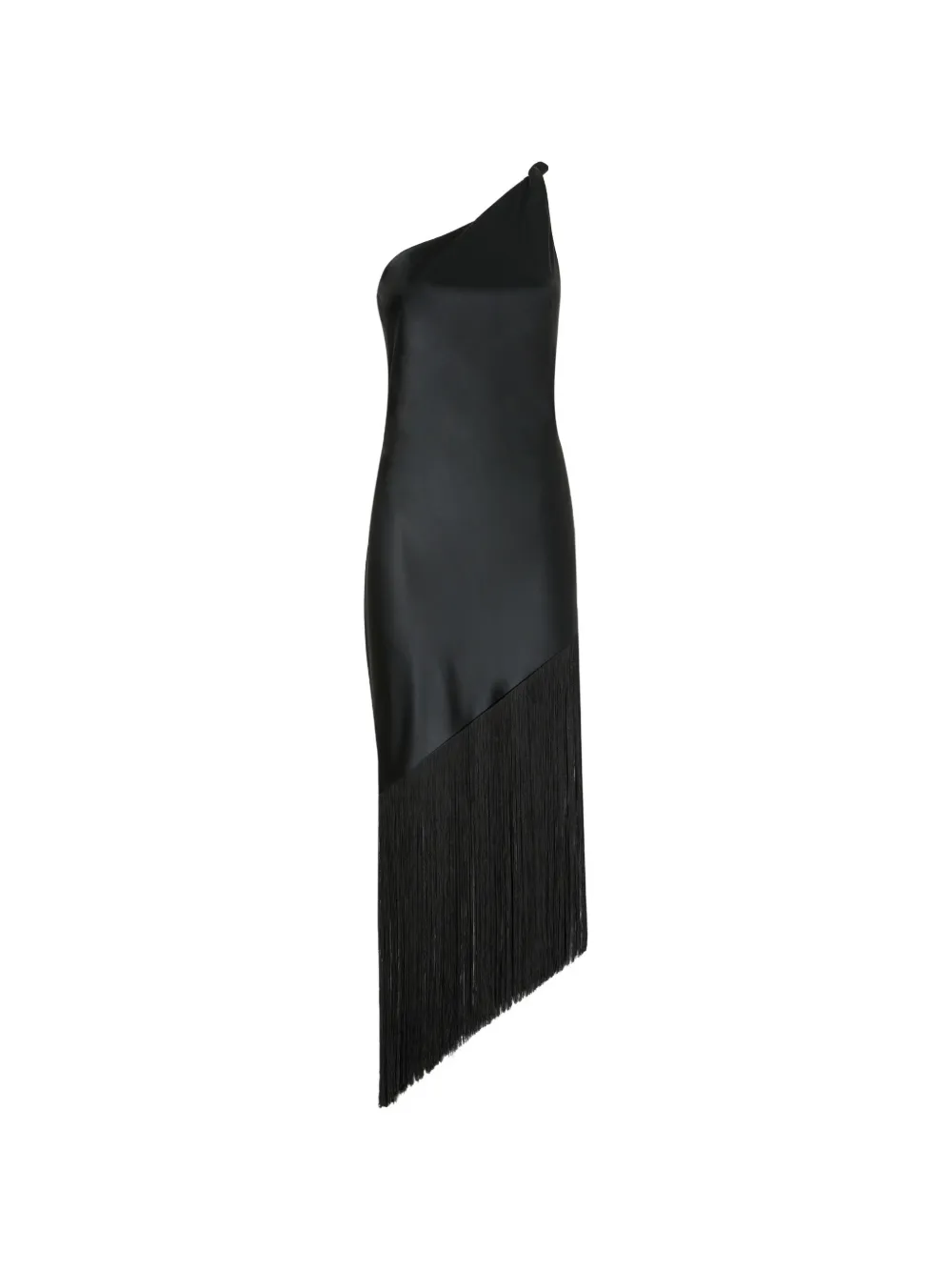 PINKO fringed one-shoulder midi dress - Nero