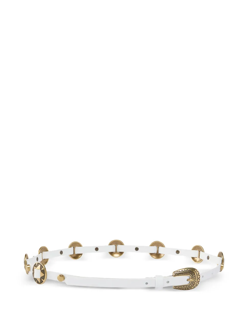  Pinko Stud Embellished Leather Belt - White 