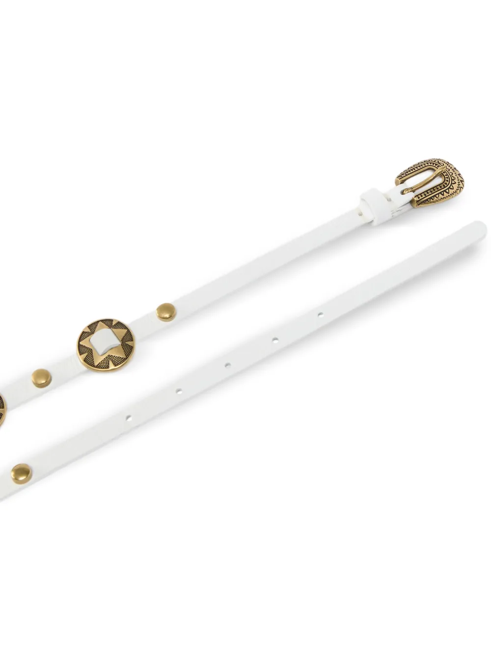  Pinko Stud Embellished Leather Belt - White 