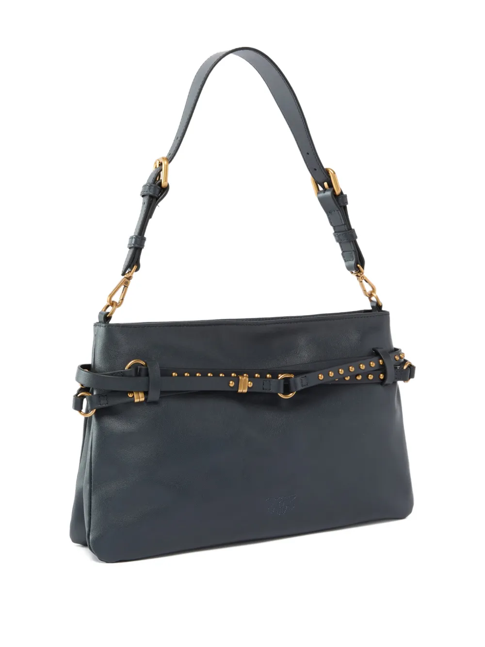  Pinko Studded Leather Shoulder Bag - Grey 