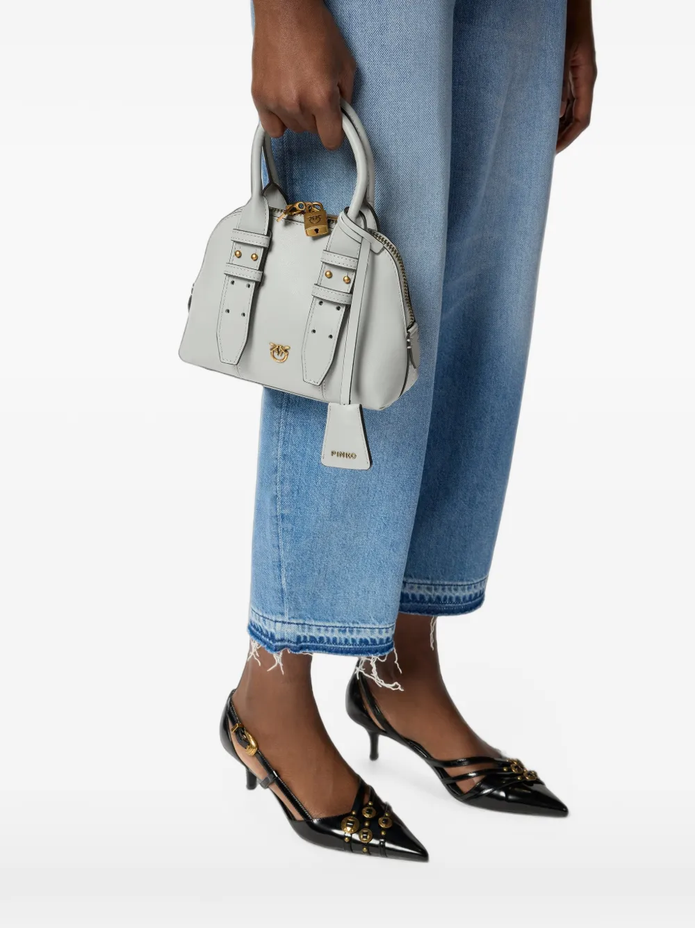 PINKO Escape mini-shopper met hangslot Grijs