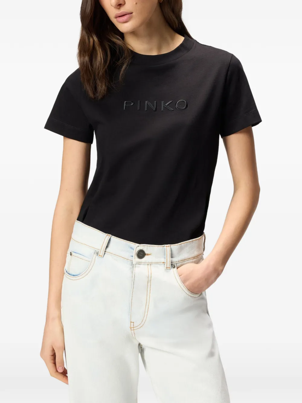 PINKO T-shirt met logo Zwart