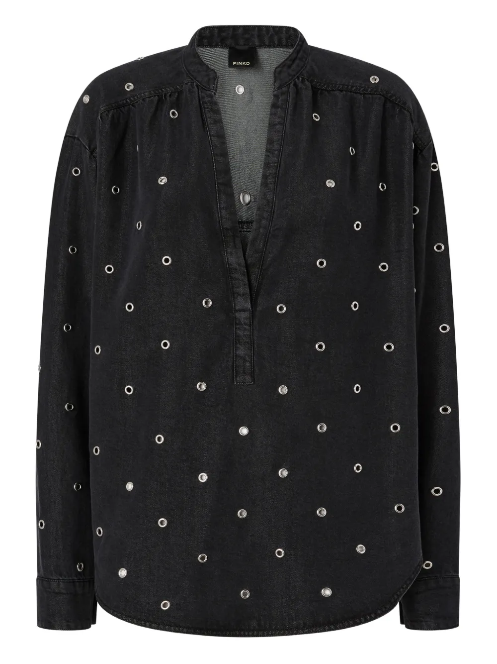 PINKO eyelet V-neck top - Nero