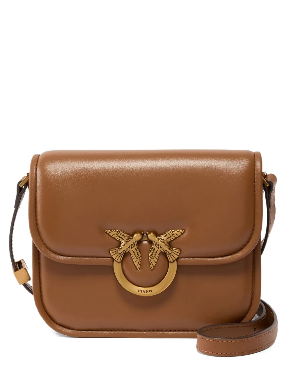 PINKO small bird antique-gold satchel - Marrone