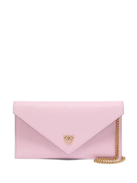 PINKO metal-chain leather clutch bag