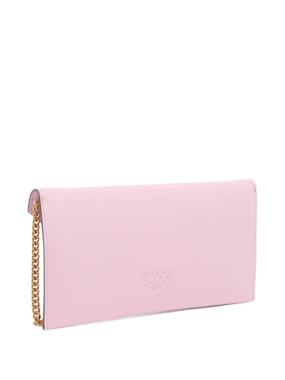 PINKO metal-chain leather clutch bag - Roze