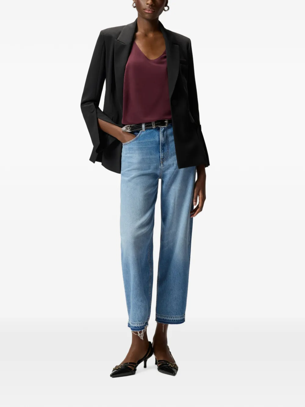 PINKO Zijden top met V-hals Rood