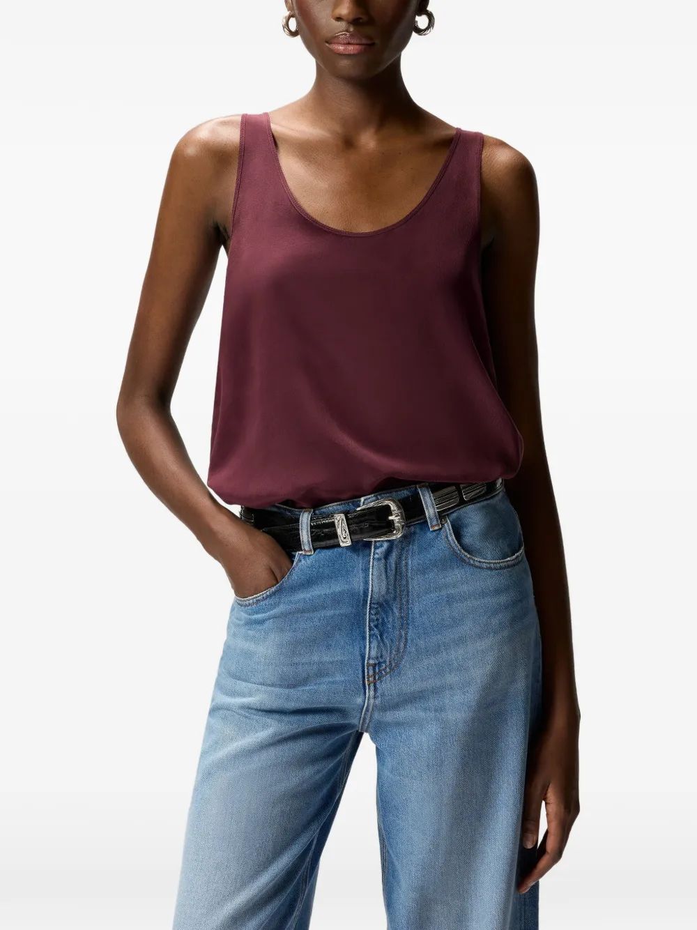 PINKO Zijden top met V-hals Rood