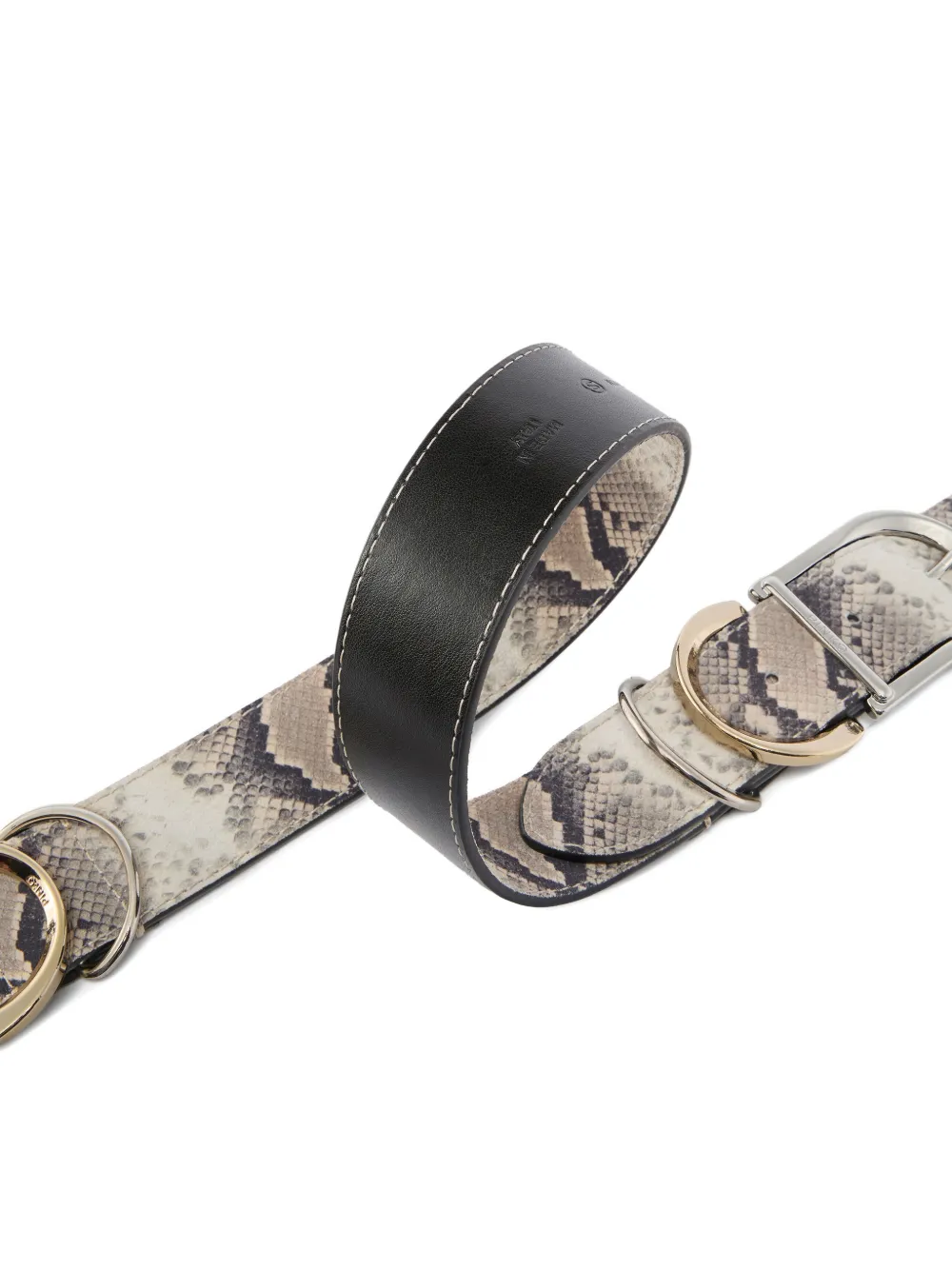 PINKO snakeskin buckle belt - Beige