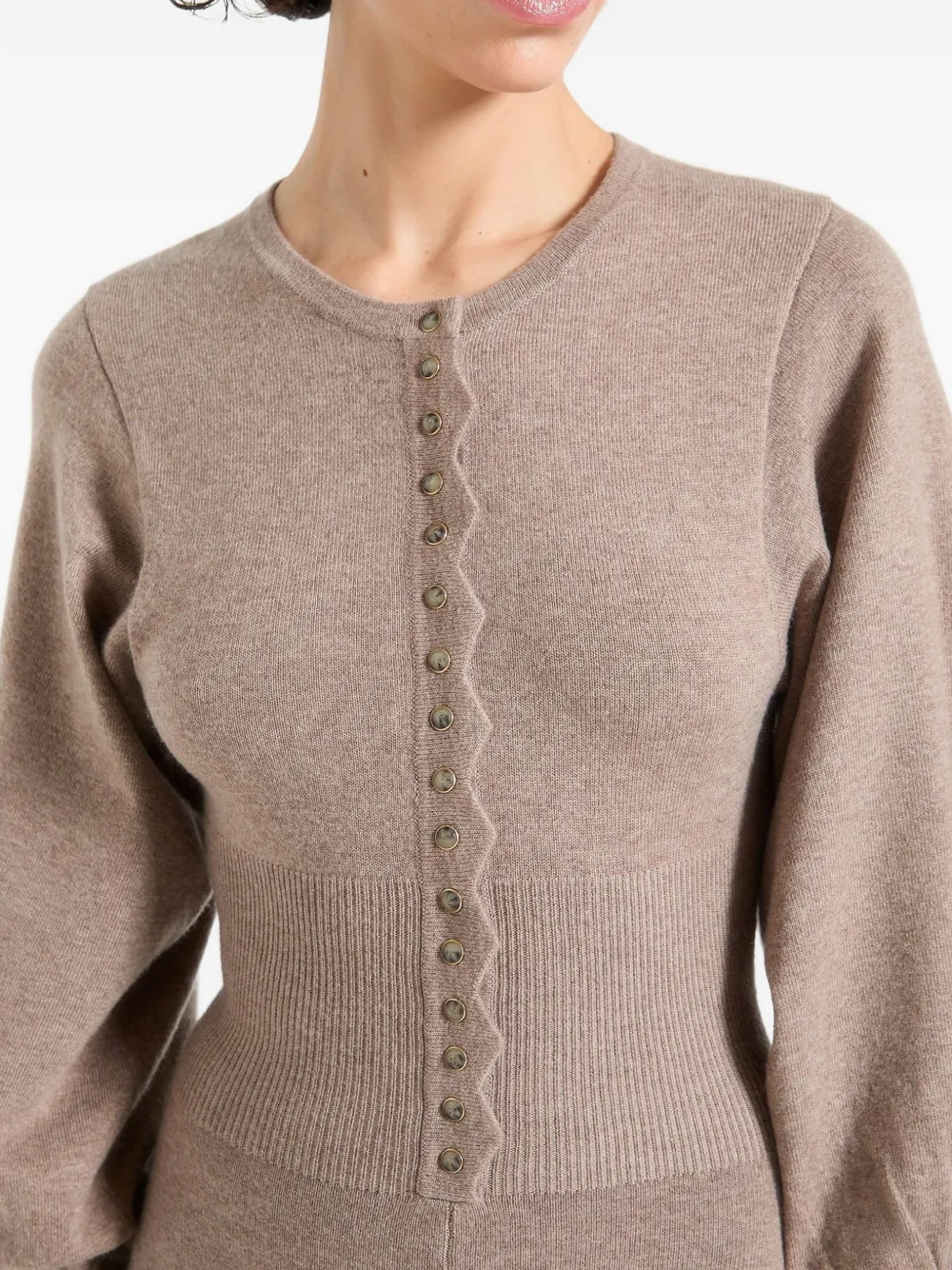 Manière De Voir Michele Ribbed Scalloped Playsuit In Neutral