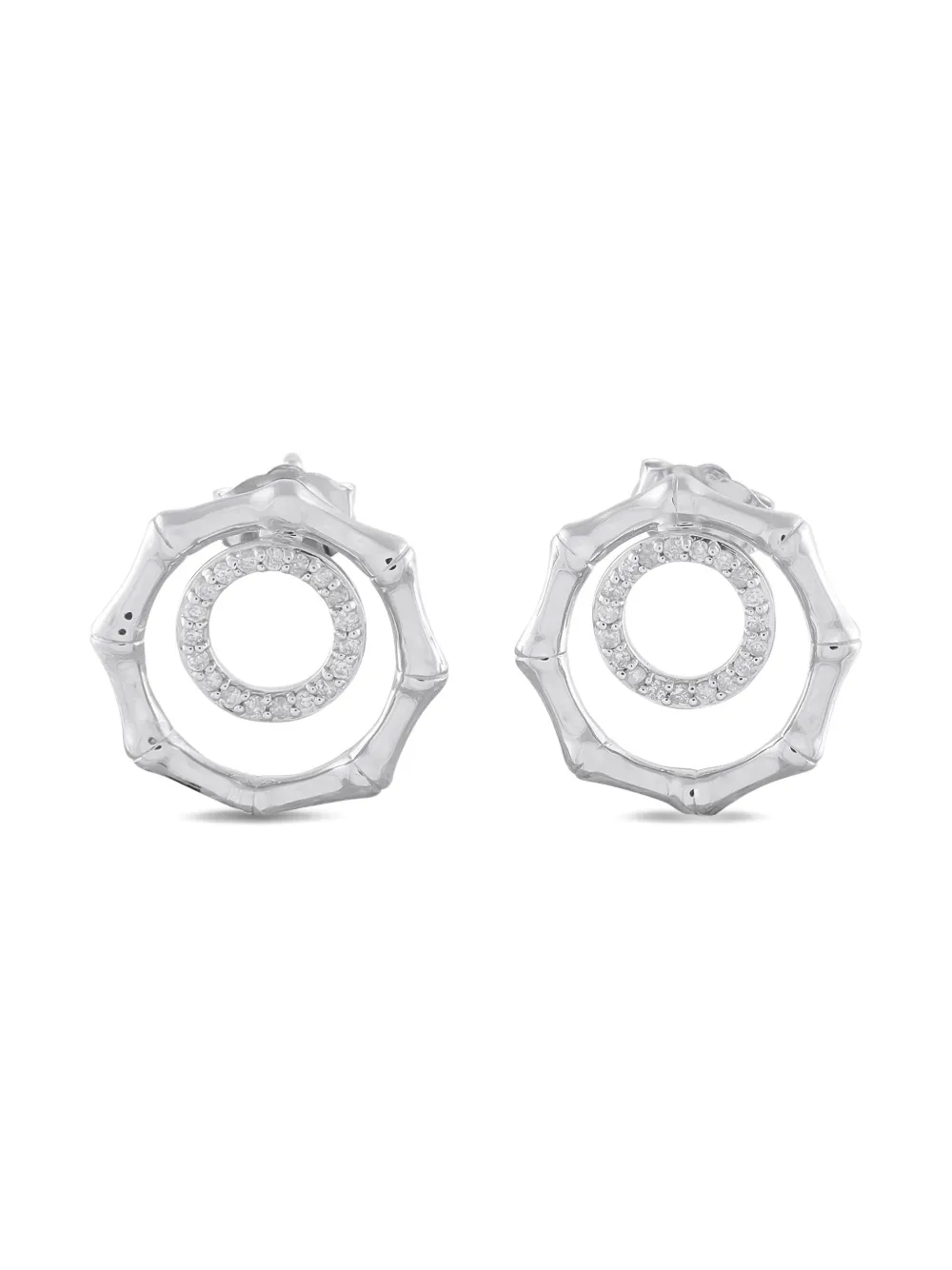 14k White Gold Diamond Geometric Earrings