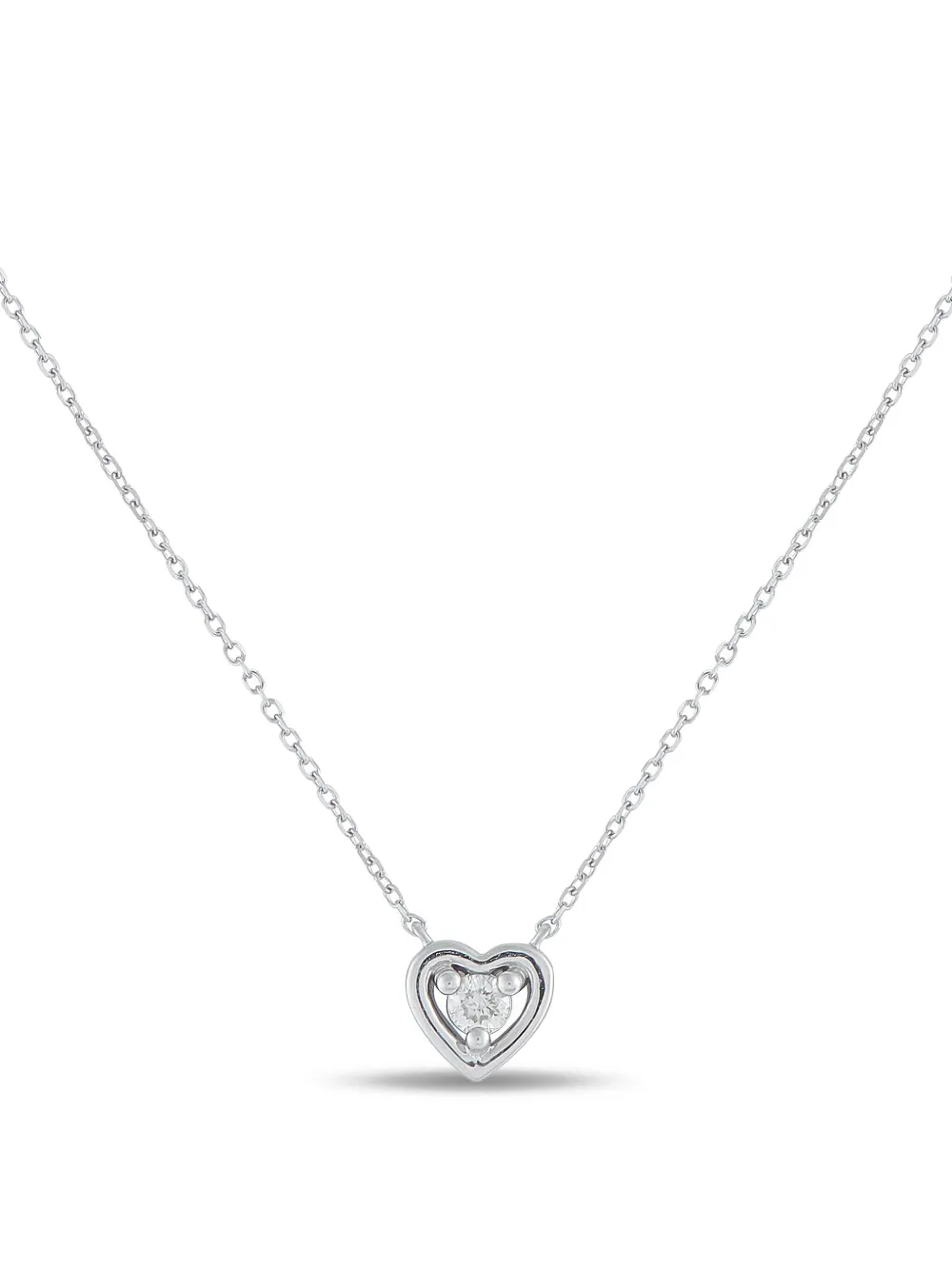 LB Exclusive 14K white gold diamond heart-pendant necklace - Silber